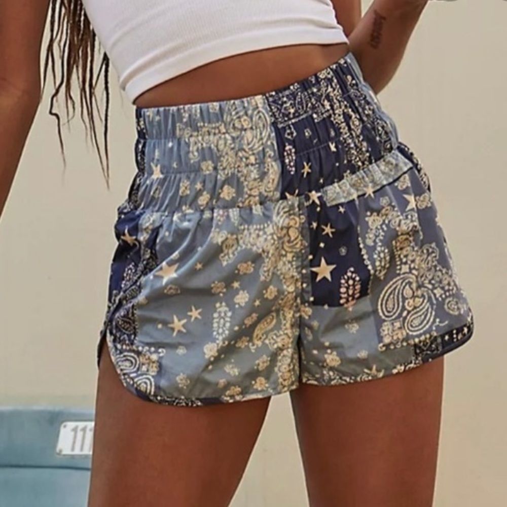 FP Movement The Way Home Printed Shorts in Bandana Blue Size: S